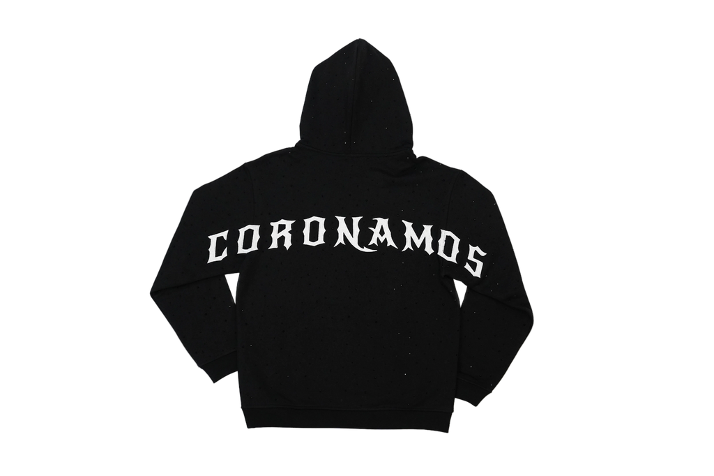 Coronamos Black Rhinestone Hoodie