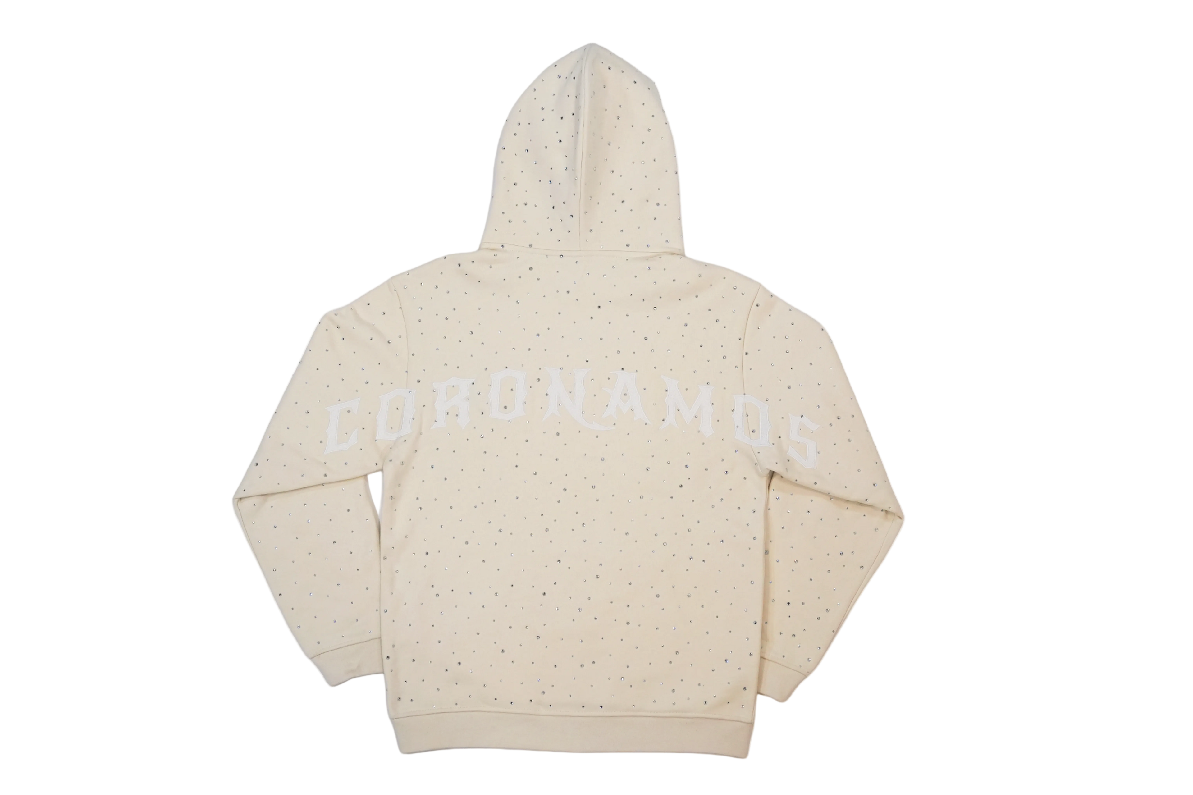 Coronamos Off-White Rhinestone Hoodie