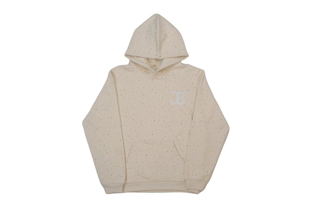 Coronamos Off-White Rhinestone Hoodie