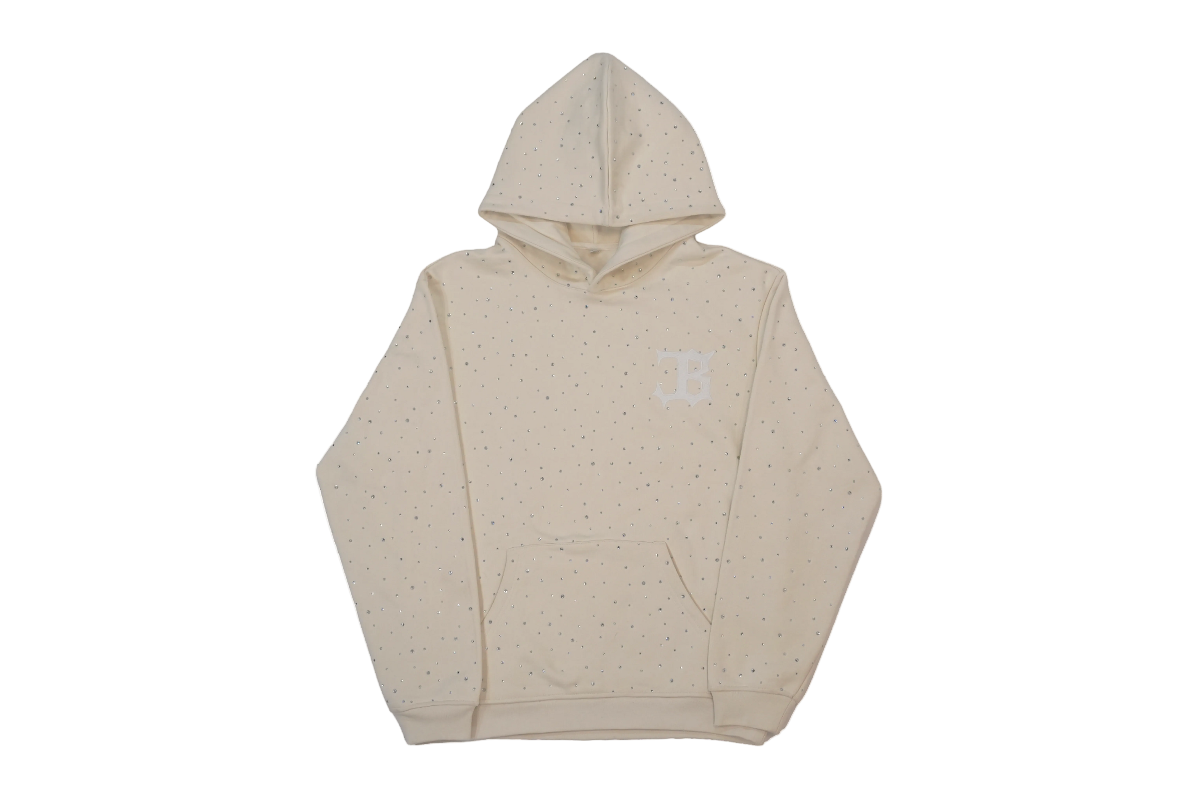 Coronamos Off-White Rhinestone Hoodie
