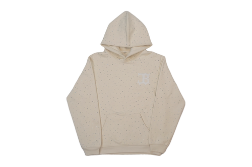 Coronamos Off-White Rhinestone Hoodie