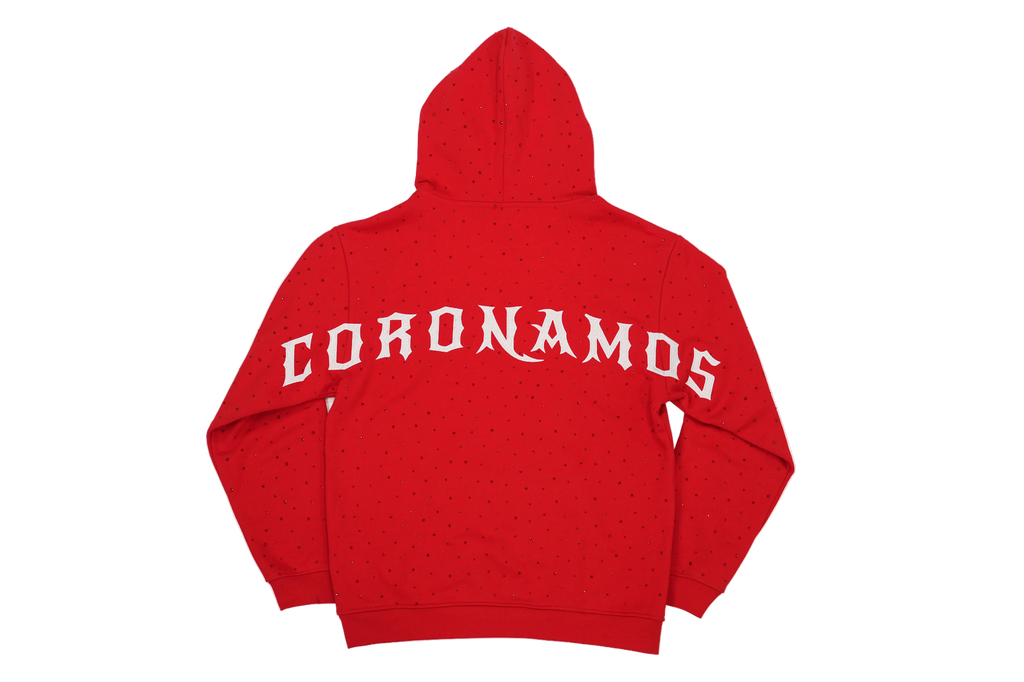 Coronamos Red Rhinestone Hoodie