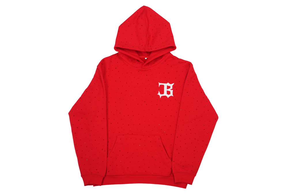 Coronamos Red Rhinestone Hoodie